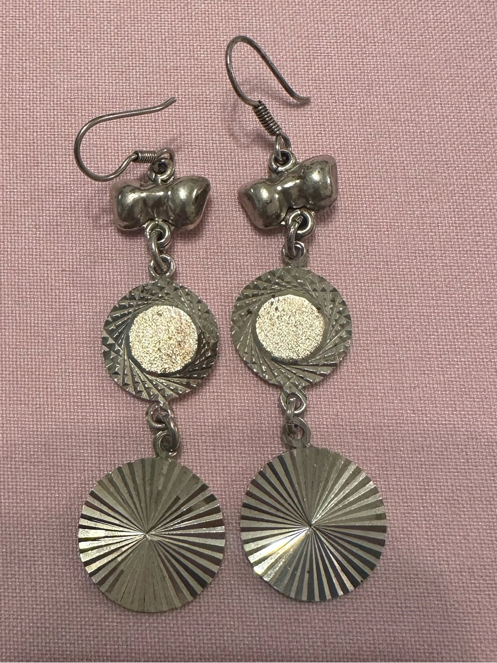 Sterling Silver Drop Disc Dangle Earrings - Women Jewelry